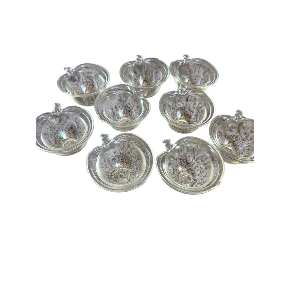 Vintage Federal Glass Apple Snack Set Plates Cups and Bowls Clear Glass 26 Piece